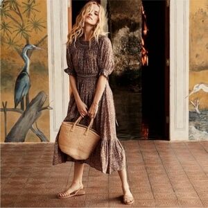 doen brown silk dress Doen Seashell Noir Tresors De La Mer Silk Dress